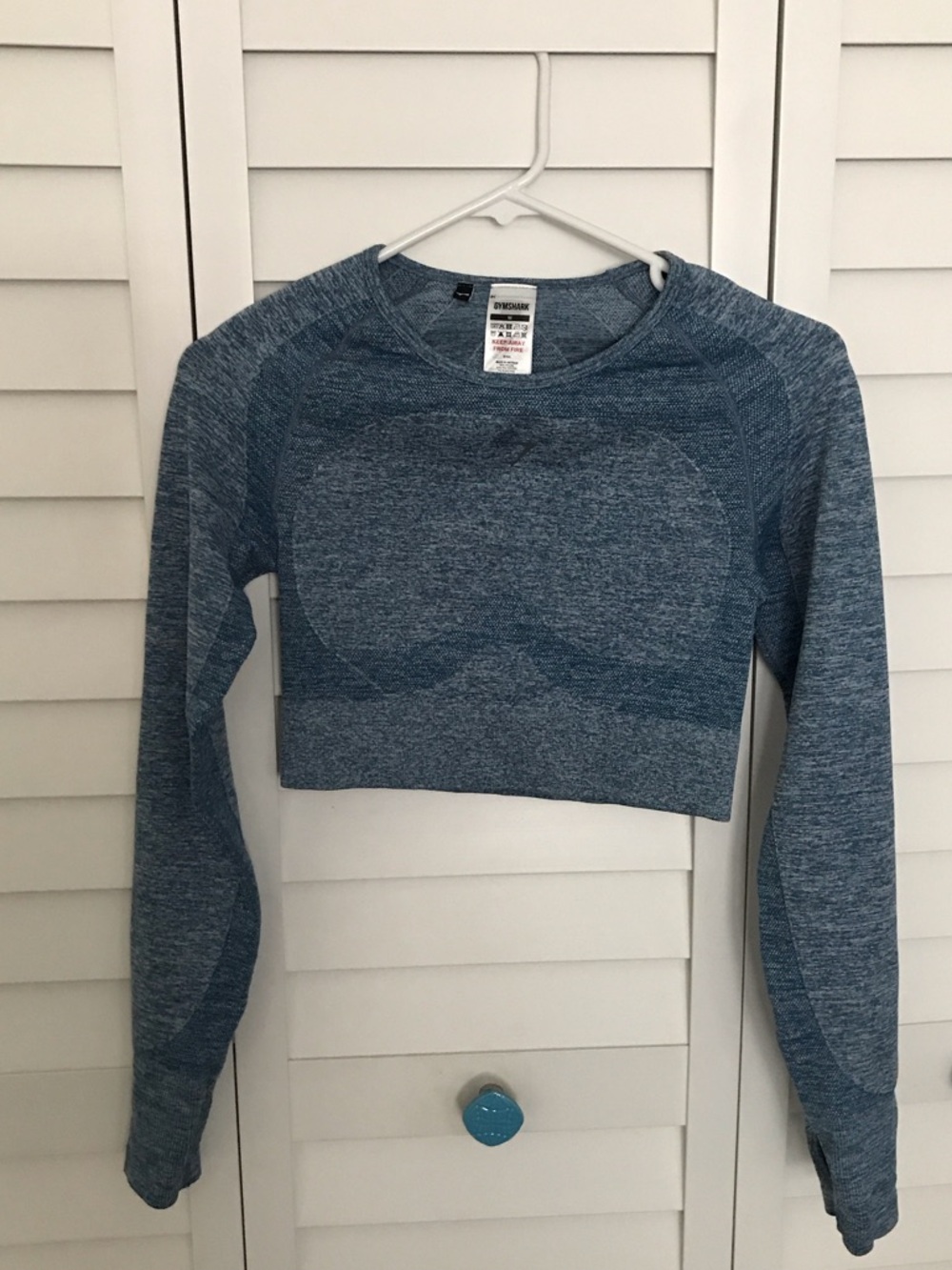 Gymshark Seamless Long Sleeve Cropped Top - Heather Blue